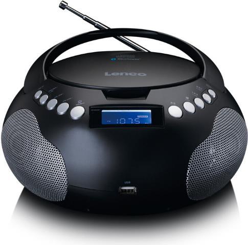 Lenco SCD-331 - tragbares CD-Radio - Bluetooth - USB-Anschluss - programmierbarer Titelspeicher -PLL FM Radio - LCD-Display - AUX-Eingang - Schwarz (SCD331)