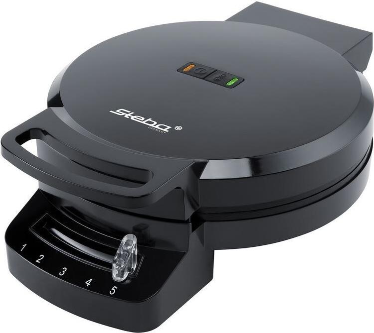 Steba Germany WE 1 Waffeleisen Antihaftbeschichtung, Kontrollleuchte, klappbar, stufenloser Temperaturregler Schwarz (183100)