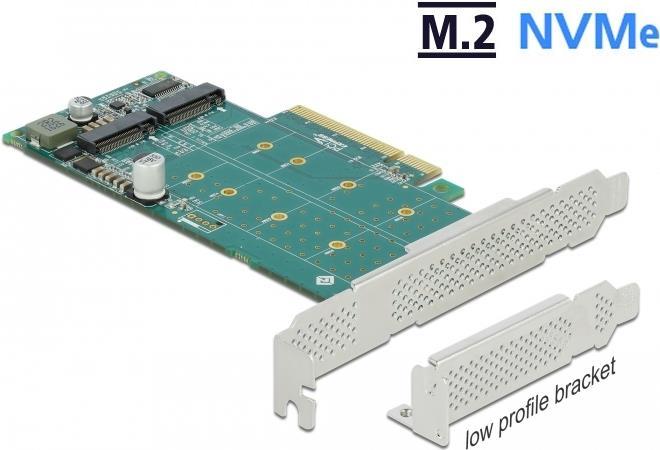 DeLOCK PCI Express x8 Card to 2 x internal NVMe M.2 Key M - Bifurcation - Speicher-Controller - M.2 - M.2 NVMe Card Low-Profile - PCIe 4,0 x8 (89045)