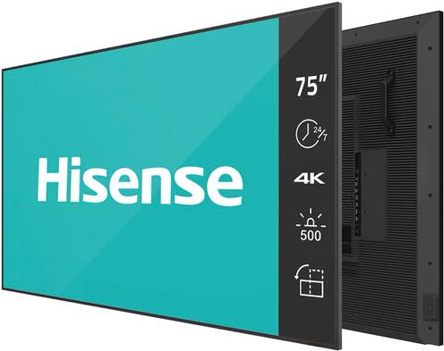 Hisense 75DM66D Signage-Display 190,5 cm (75) LED WLAN 500 cd/m² 4K Ultra HD Schwarz Eingebauter Prozessor Android 11 24/7 (75DM66D)