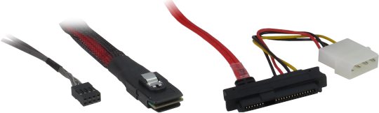 Inter-Tech - Internes SAS-Kabel - SAS 6Gbit/s - Mini SAS (SFF-8087) zu interne Stromversorgung, 4-polig, interne SAS, 29-polig (SFF-8482) - 50cm - Schwarz, Rot (88885001)