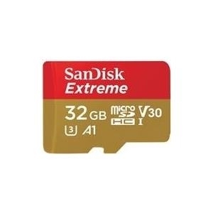 SanDisk Extreme - Flash-Speicherkarte (microSDHC/SD-Adapter inbegriffen) - 32GB - A1 / Video Class V30 / UHS-I U3 - microSDHC UHS-I (SDSQXAF-032G-GN6AT)