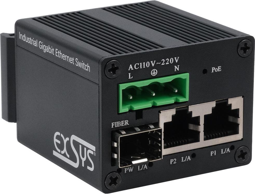 Exsys Switch 2+ Industrie SFP Micro2+ SFP PoE+ unmanaged - Switch - 1 Gbps (EX-62010POE-SFP)