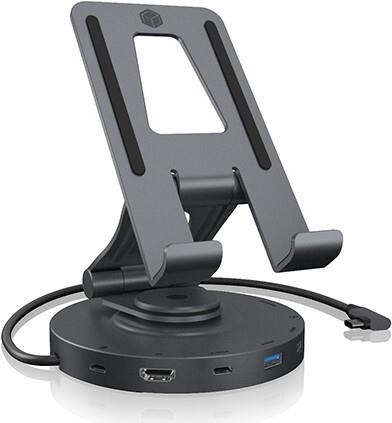 ICY BOX Drehbarer Ständer für Tablet und Smartphone mit DockingStation (IB-TH100-DK)