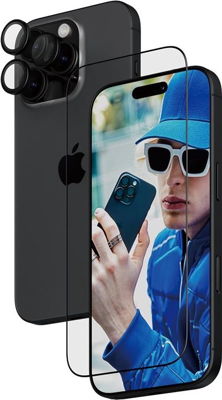 PanzerGlass - 2-in-1 Schutz - Schutzkit Display/Objektiv für Handy - Glas - Rahmenfarbe schwarz - für Apple iPhone 16 Pro (B2862+1284)