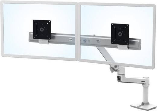 ERGOTRON LX Dual Direct Monitor Arm in Weiß - Monitor Tischhalterung mit patentierter CF-Technologie für 2 Bildschirme bis 68,60cm (27) , 33cm Höhenverstellung, VESA Standard und