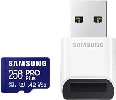Samsung PRO Plus MB-MD256SB - Flash-Speicherkarte - 256 GB - A2 / Video Class V30 / UHS-I U3 / Class10 - microSDXC UHS-I - Blau