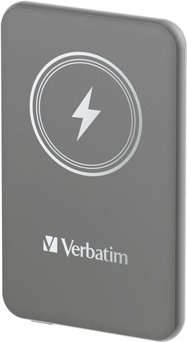 Verbatim Charge n Go - Induktive Power Bank - Magnethalterung - Li-Pol - 5000 mAh - 20 Watt - 2,4 A - Apple Fast Charge, PD 3,0, QC 3,0, Apple 2,4A, USB BC 1,2 (24 pin USB-C) - Grau (32244)