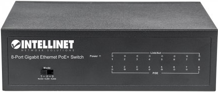 Intellinet 8-Port Gigabit Ethernet PoE+ Switch - Switch - 8 x 10/100/1000 (PoE+) - Desktop - PoE+ (60 W) (561204)