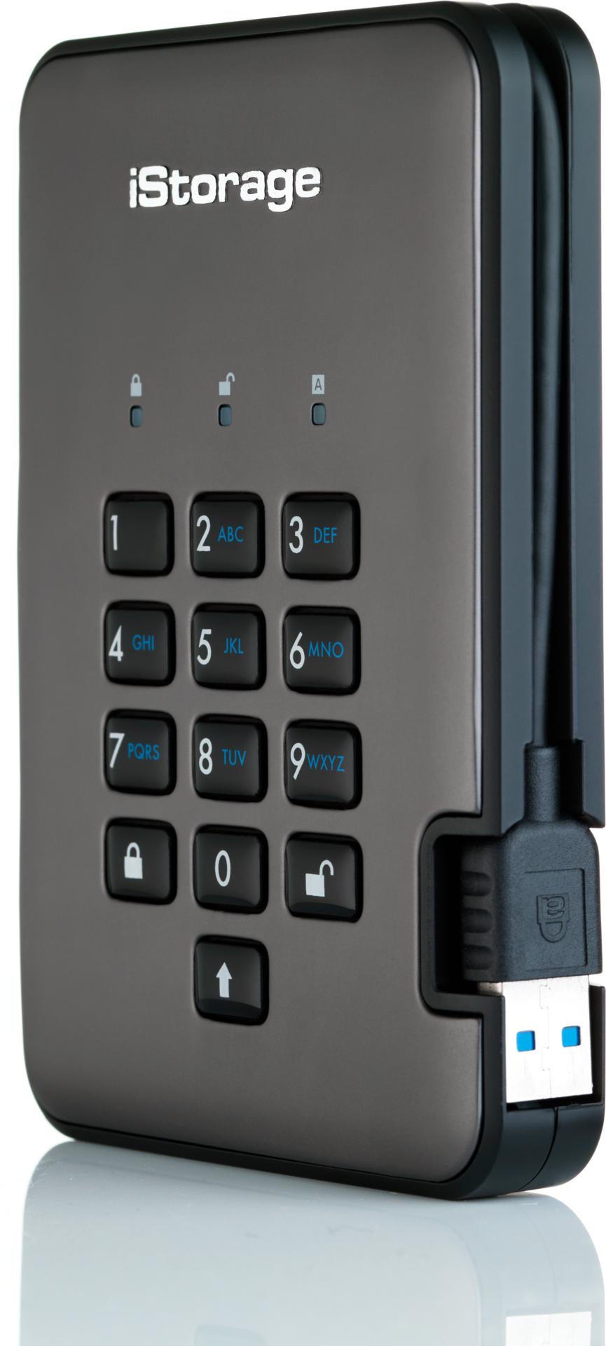 iStorage SSD IS-DAP2-256-SSD-2000-C-G diskAshur Pro2 SSD 2TB Graphite USB3.0 / 2.5 / Military Grade, AES-XTS 256-bit HW encryption, FIPS 140-2 Level 3 / EDGE / Keypad Retail (IS-DAP2-256-SSD-2000-C-G)