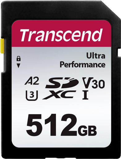 Transcend 340S - Flash-Speicherkarte - 512GB - A2 / Video Class V30 / UHS-I U3 - SDXC UHS-I (TS512GSDC340S)