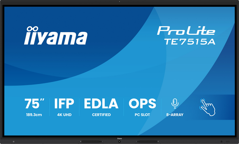 Iiyama 75W IFP 40-Points Bonded DeepContrast - 75-Zoll 4K-UHD-Touchdisplay [Energieklasse G]  (TE7515A-B1AG)