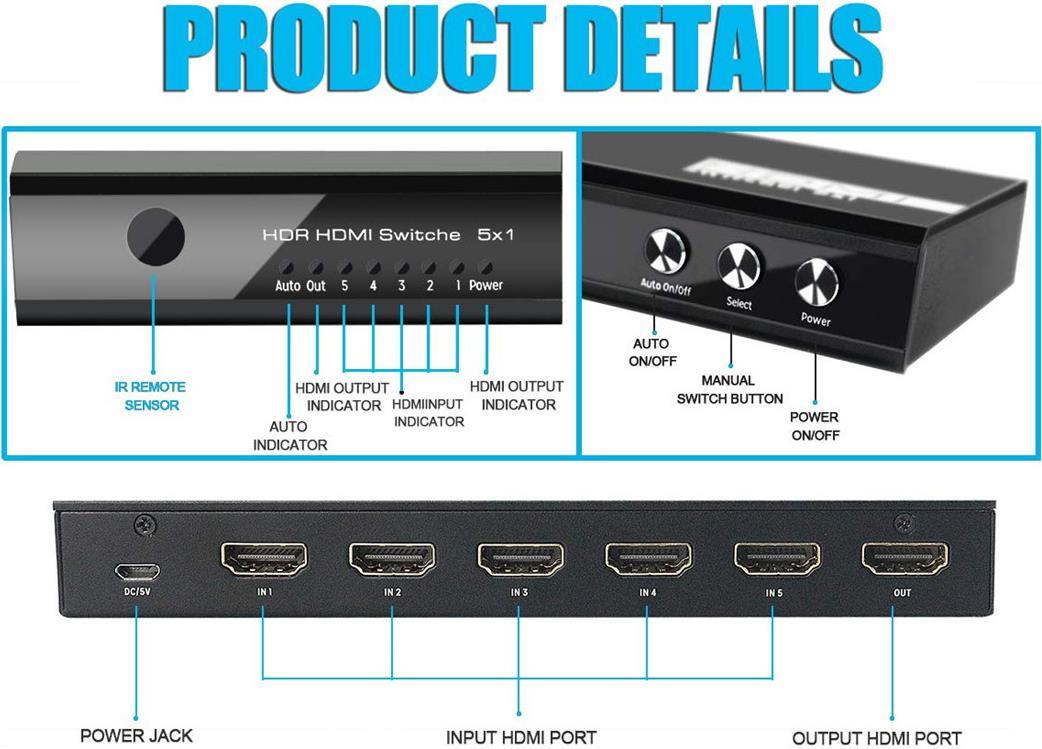 Equip 332726 - HDMI - Schwarz - Aluminium - 60 Hz - 3840 x 2160 Pixel - 7.1 Kanäle (332726)