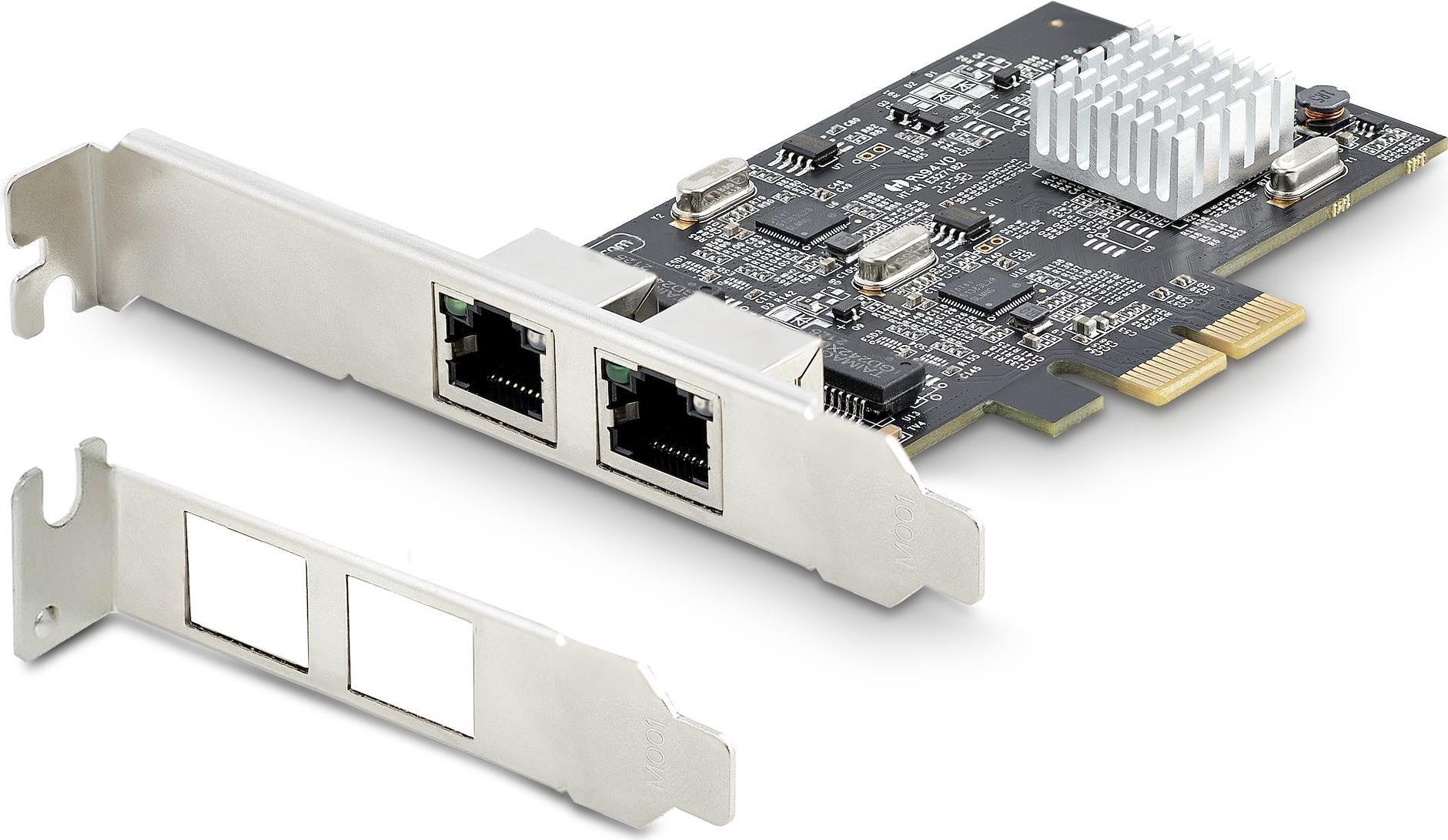 StarTech.com 2-Port 2.5Gbps NBASE-T PCIe Network Card, Intel I225-V, Dual-Port Computer Network Card, Multi-Gigabit NIC, PCI Express Server LAN Card, Desktop Ethernet Interface - Netzwerkadapter - PCIe 2.0 x2 Low-Profile - 10M/100M/1G/2,5 Gigabit Ethernet