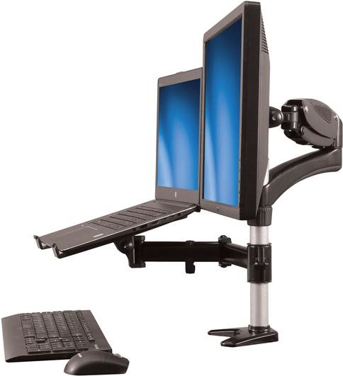 StarTech.com Single-Monitor Arm - Laptop Stand - One-Touch Height Adjustment - Verstellbarer Arm (Befestigung für Stange, Gummipad, Laptop-Ablage, Federarm, Schwenkarm, 4 Abstandshalter, Clip zur Kabelführung, Schrauben, Schlüssel) für LCD-Display/Noteboo