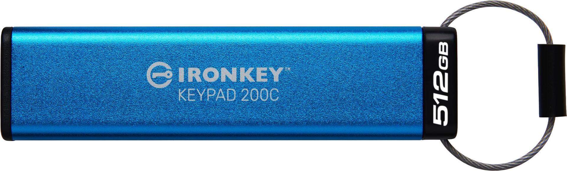 Kingston IronKey Keypad 200C - USB-Flash-Laufwerk - verschlüsselt - 512GB - USB 3,2 Gen 1 (IKKP200C/512GB)