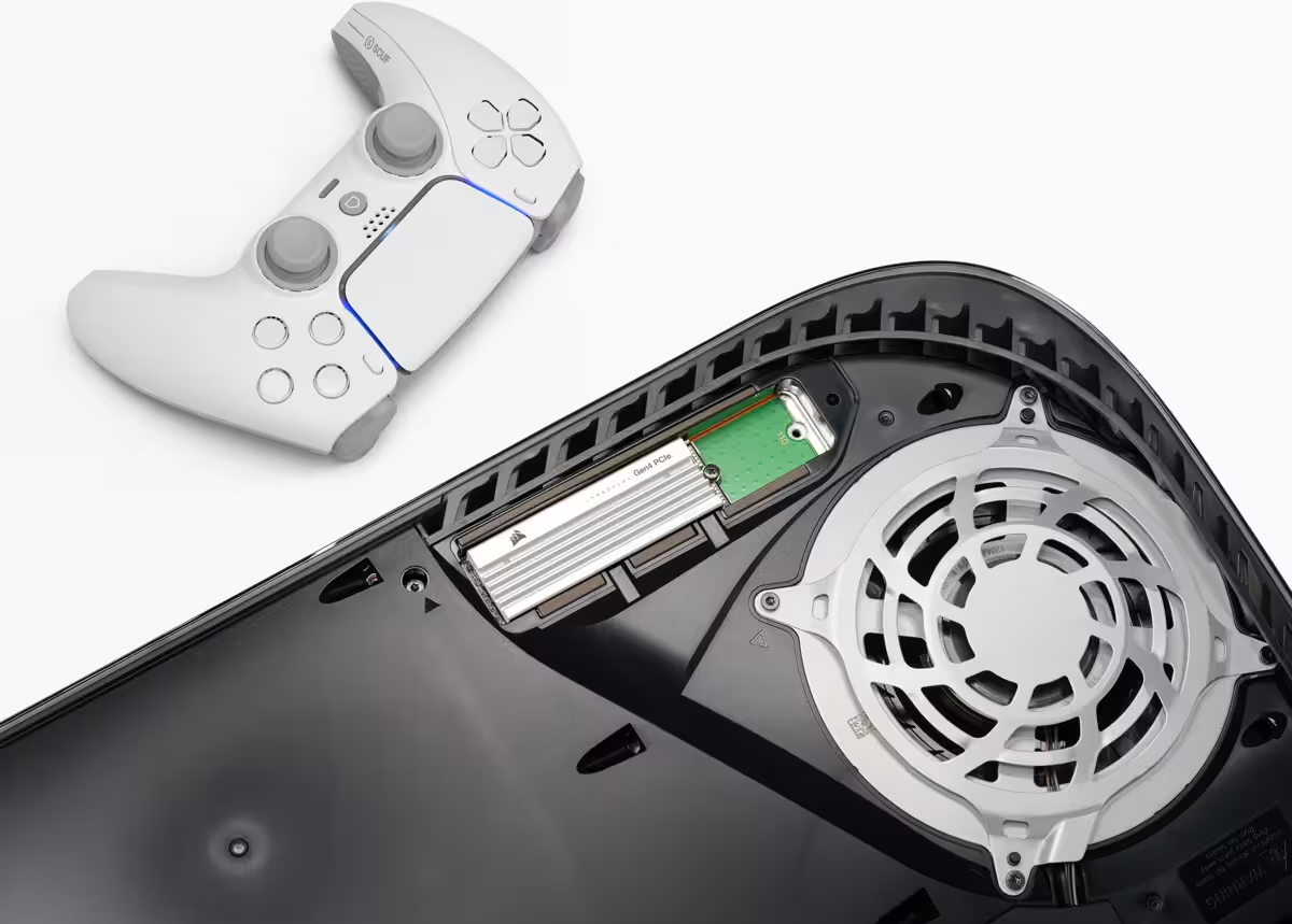 CORSAIR Force Series MP600 PRO LPX - SSD - 2TB - intern - M.2 2280 - PCIe 4,0 x4 (NVMe) - 256-Bit-AES - integrierter Kühlkörper - für Sony PlayStation 5 (CSSD-F2000GBMP600PLPW)