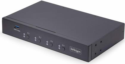 StarTech.com 4-Port KM Switch with Mouse Roaming, USB Switch for Keyboard/Mouse, 3.5mm and USB Audio, Peripheral Sharing for 4 Computers, USB 3.0 Switcher, TAA Compliant - Hotkey/Pushbutton Switching (P4A20132-KM-SWITCH) - Tastatur-/Mausschalter - 1 lokal