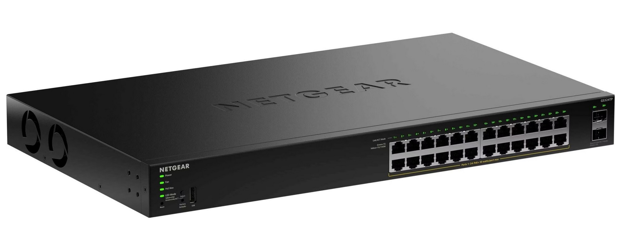 Netgear S350 Series PoE+ Smart Managed Essentials Switch with 2 - Switch - 1 Gbps (GS324TP-200EUS)