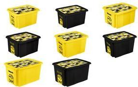 keeeper Aufbewahrungsbox karolina Minions Mosaic, 30 Liter Dreh-/Stapelbox mit Deckel, aus PP, gelb, mit - 1 Stück (1223820536100)