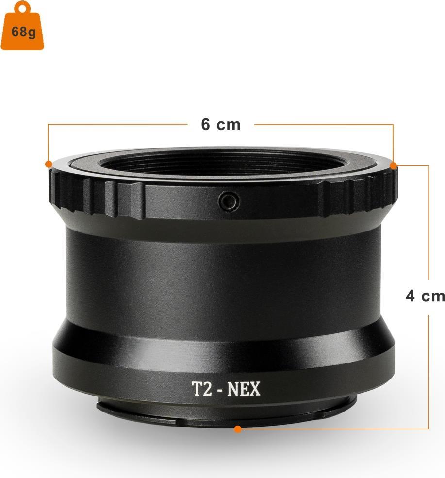 Walimex pro T2 Adapter für Sony E-Mount - Adapterring mit manuellem Fokus, einfache Handhabung, Objektiv-Anschlussring kompatibel mit Sony NEX-3 NEX-3C NEX-3N NEX-5 NEX-5C, Alpha A7 A7R IV A7R V etc. (1023361)