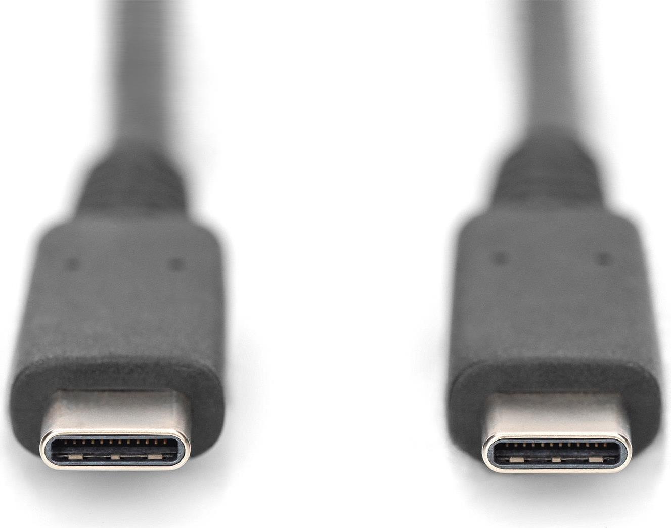 DIGITUS - USB-Kabel - USB-C (M) zu USB-C (M) - Thunderbolt 3 / USB 2.0 / USB 3.0 / USB 3.1 - 80 cm - USB-Stromversorgung (100 W), unterstützt 8K 30 Hz (7680 x 4320), 4K60Hz (3840 x 2160) Support (DP), unterstützt 5K 60 Hz (5120 x 2880) - Schwarz