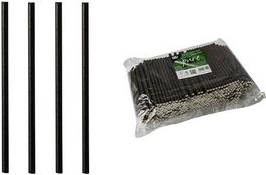 PAPSTAR Papier-Trinkhalm pure, 150 mm, schwarz aus Papier, Länge: 150 mm, Durchmesser: 7 mm, nachhaltig - 1 Stück (87510)