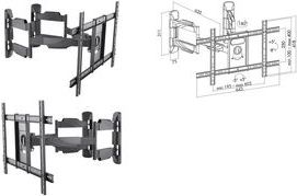 Logilink Full Motion Corner TV Wall Mount - Verstellbarer Arm für Fernseher und Monitor - kaltgewalzter Stahl - Bildschirmgröße: 94-177.8 cm (37-70 Ecke (BP0047)