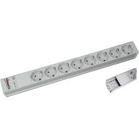 Bachmann 48,30cm (19)-Steckdosenleiste ALU, Lüsterklemme 8-fach, ALU, lichtgrau RAL7035, Schutzkontakt, 1HE, RAL 7035, ohne Schalter, ohne Leitung, mit Lüsterklemme - wiederanschließbar (333.416)