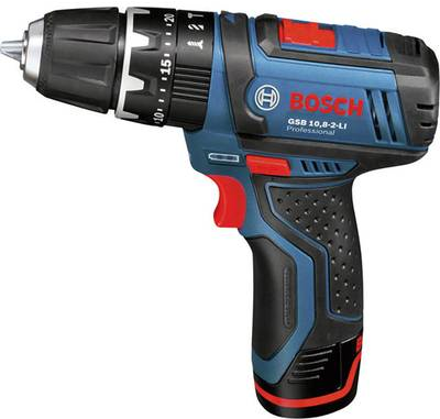 Bosch GSB 12V-15 Professional - Bohrhammer/Treiber - schnurlos - 2 Geschwindigkeiten - Bohrfutterschlüssel 10 mm - 30 N·m - 2 Akkus - 12 V (06019B690H)
