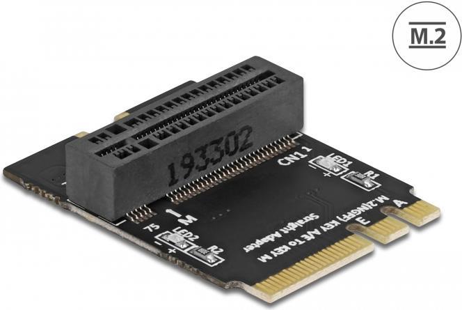 Delock M.2 key A+E male to key M slot angled with holder - Schnittstellenadapter - M.2 NVMe Card - M.2 Card (64137)
