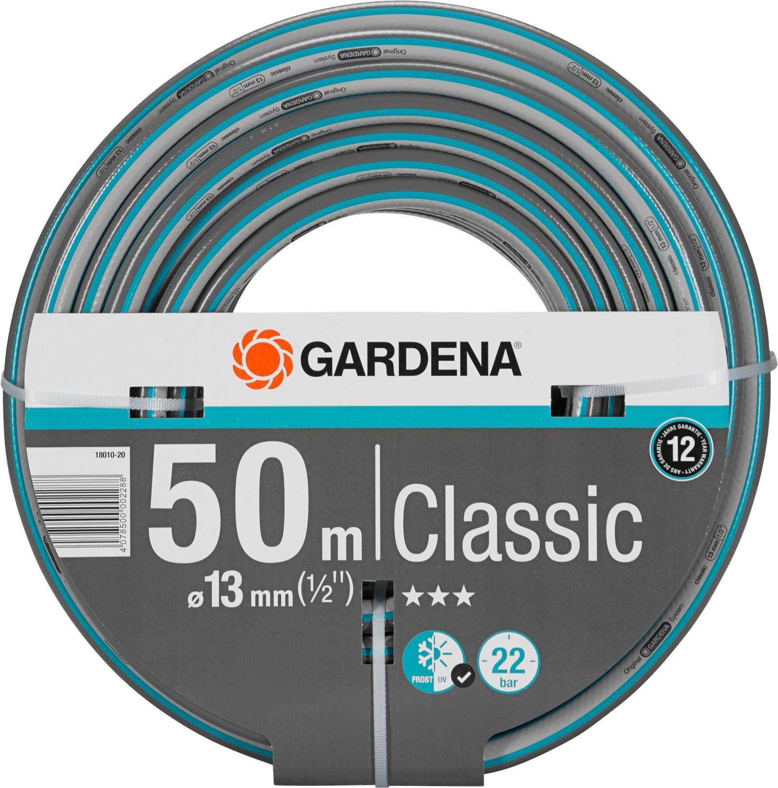 GARDENA Classic Schlauch 13 mm (1/2), 50 m: Universeller Gartenschlauch aus robustem Kreuzgewebe, 22 bar Berstdruck, druck- und UV-beständig (18010-20)