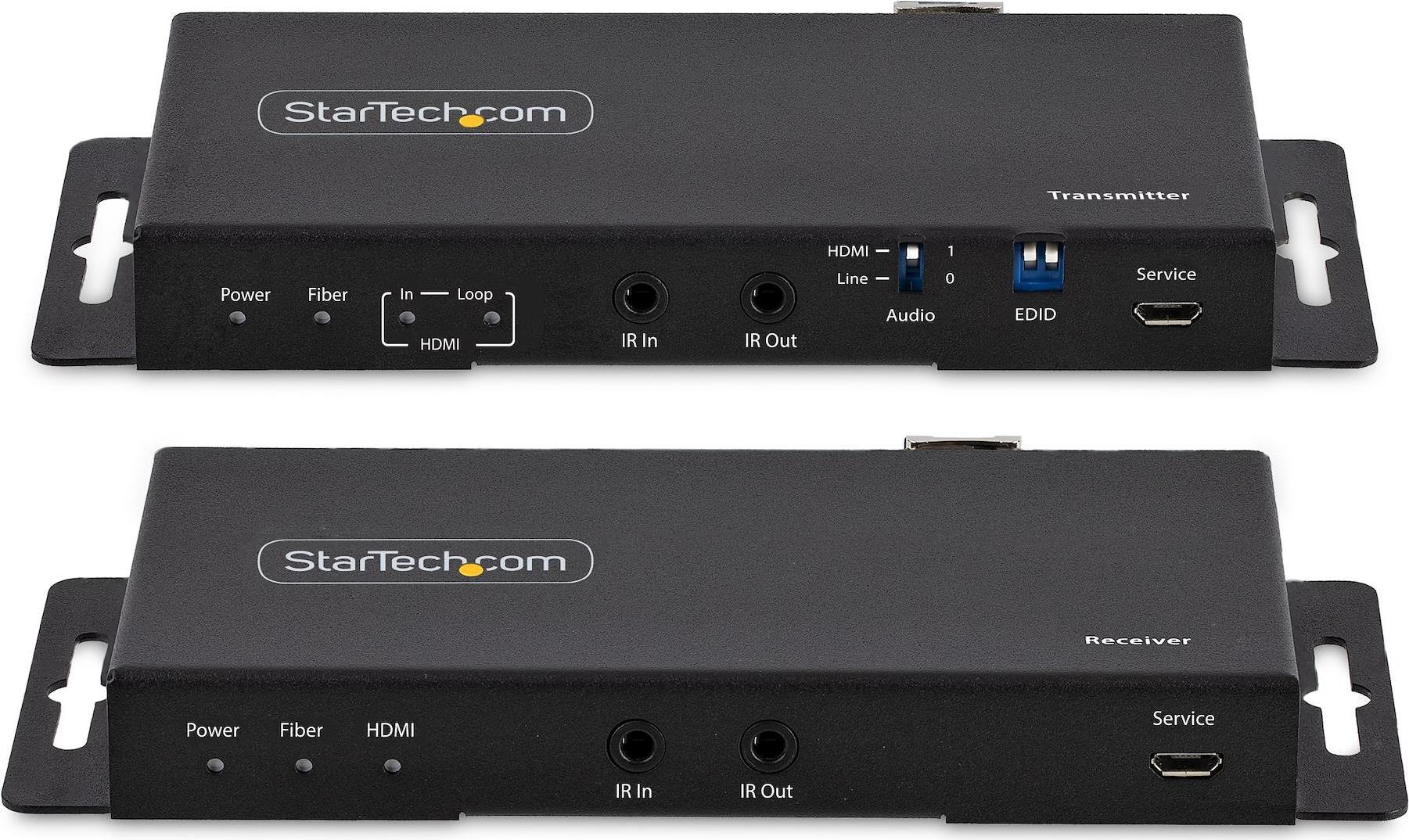 StarTech.com 4K HDMI over Fiber Extender Kit, 4K 60Hz up to 3300ft/1km (Single Mode) or 1000ft/300m (Multimode) LC Fiber Optic, HDR/HDCP, Audio/RS232/IR Extender, HDMI Video Extender - Transmitter and Receiver Kit (ST121HD20FXA2) - Video-/Audio-/Infrarot-