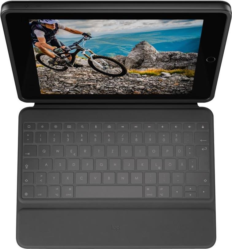 Logitech Rugged Folio - Tastatur und Foliohülle - Apple Smart connector - QWERTZ - Deutsch - Graphite - für Apple 10.2  iPad Wi-Fi, 10.9  iPad Wi-Fi
