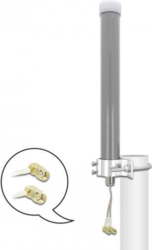 DeLOCK - Antenne - Mobiltelefon, Wi-Fi - 2 - 3 dBi - ungerichtet - außen, Stangenbefestigung - Grau (12694)