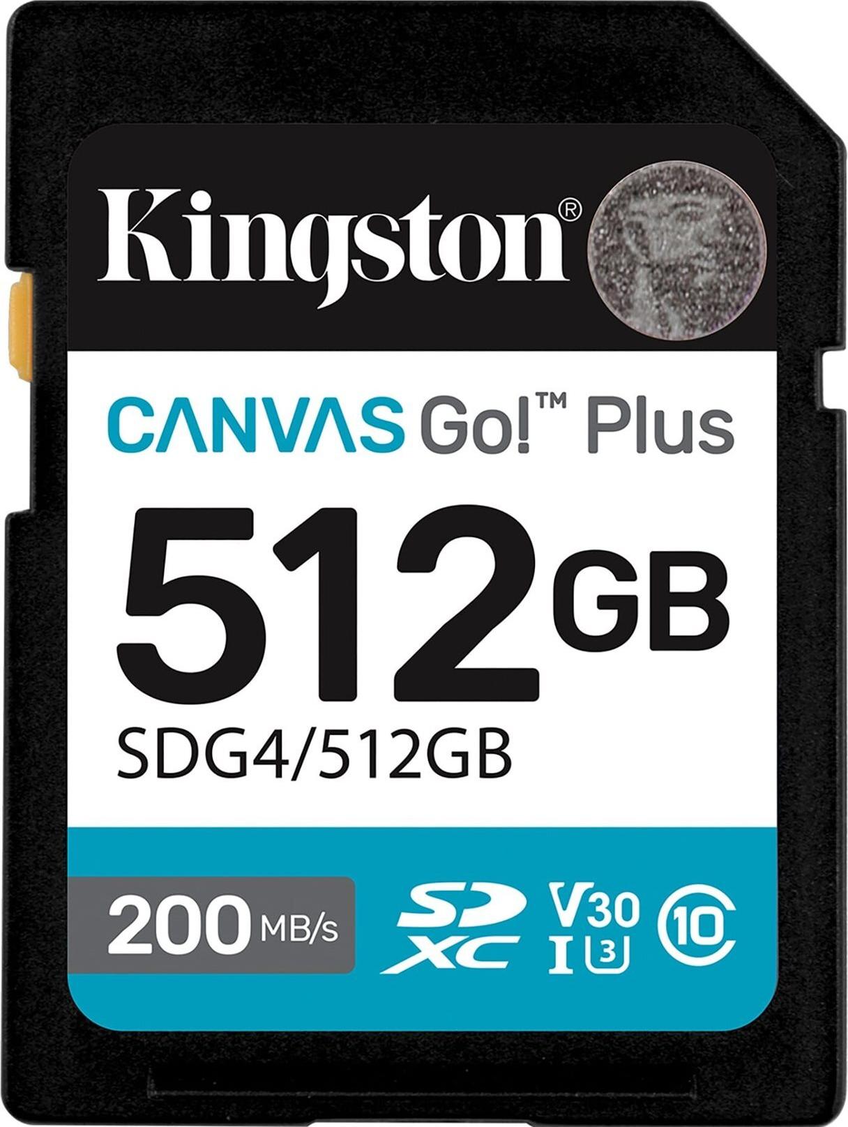 Kingston Canvas Go! Plus - Flash-Speicherkarte - 512 GB - Video Class V30 / UHS-I U3 / Class10 - SDXC UHS-I (SDG4/512GB)
