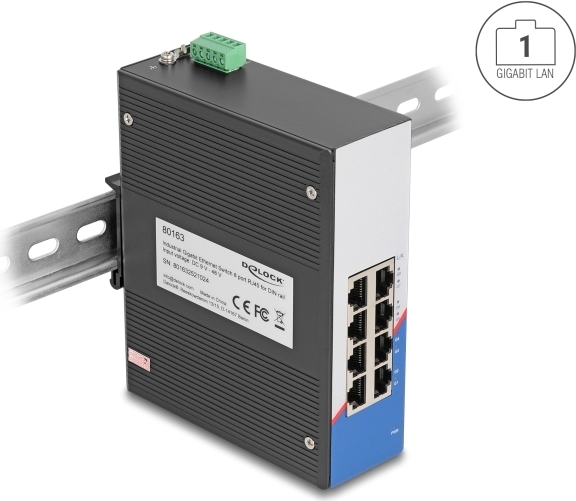 Delock 80163 - Industrie Switch RJ45 für Hutschiene - Switch - 1 Gbps (80163)