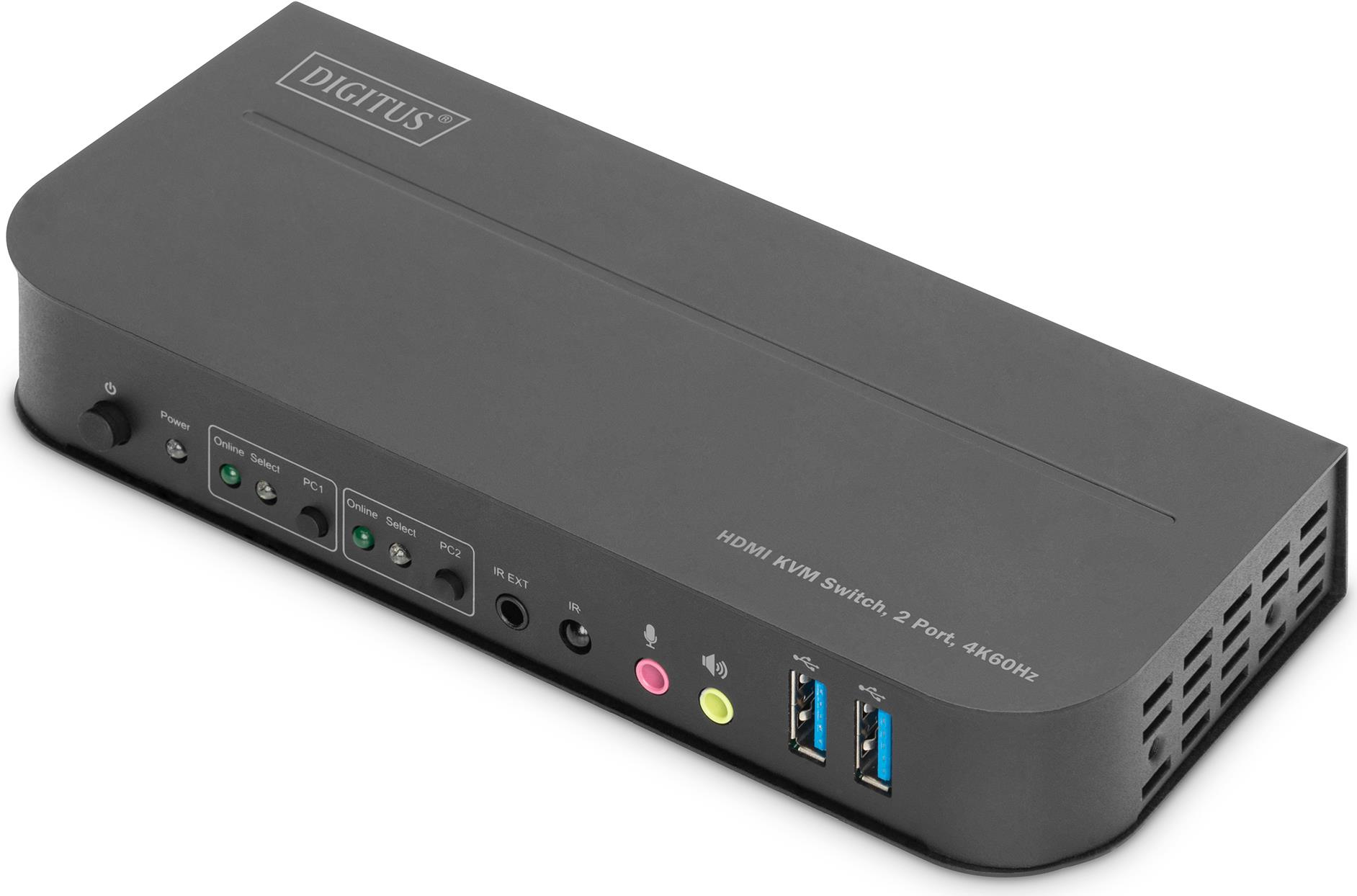 DIGITUS - KVM / Video / Audio Switch - 2 x KVM port(s) - Desktop, wandmontierbar (DS-12874)