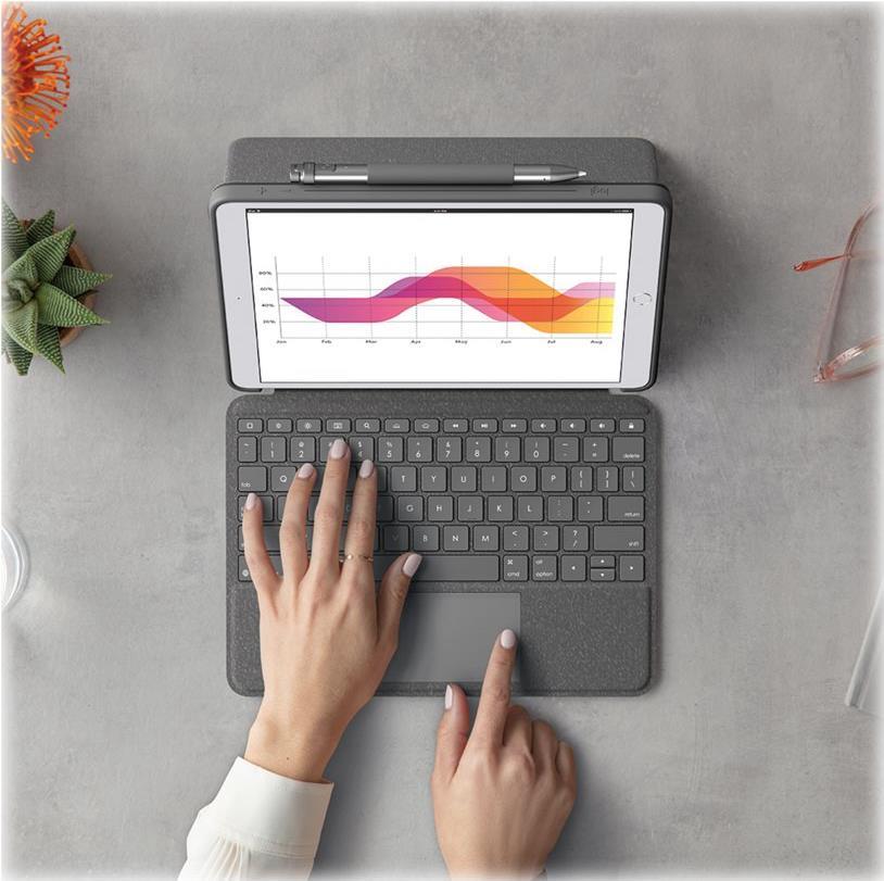 Logitech Combo Touch Detachable Keyboard Case for iPad (10th gen) - Tastatur und Foliohülle - mit Trackpad - hintergrundbeleuchtet - Apple Smart connector - QWERTY - US International - Oxford Gray - für Apple 10.2  iPad Wi-Fi, 10.5  iPad Pro Wi-Fi, 10.9