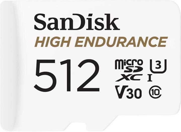 SanDisk High Endurance - Flash-Speicherkarte (microSDXC-an-SD-Adapter inbegriffen) - 512GB - Video Class V30 / UHS-I U3 / Class10 - microSDXC UHS-I (SDSQQNR-512G-GN6IA)