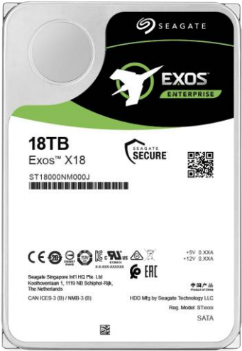Seagate Exos X18 ST18000NM000J - Festplatte - 18 TB - intern - SATA 6Gb/s - 7200 U/min - Puffer: 256 MB