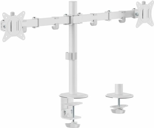 equip - Befestigungskit (Kabeldurchführungsklemme, Schrauben, Klemmhalterung) - für 2 LCD-Displays - Curved LCD-Displays - articulating - Kunststoff, stainless steel - weiß - Bildschirmgröße: 43,2-81,3 cm (17-32) - Tischmontage (650167)