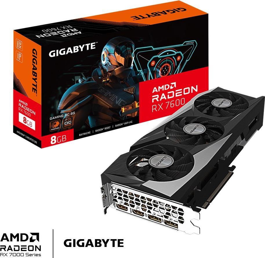 Gigabyte Radeon RX 7600 Gaming OC - Grafikkarten - Radeon RX 7600 - 8GB GDDR6 - PCIe 4,0 - 2 x DisplayPort, 2 x HDMI (GV-R76GAMING OC-8GD)