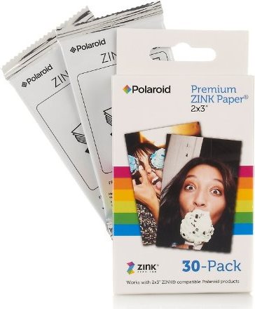 Polaroid Premium ZINK Paper - Selbstklebendes Fotopapier - weiß - 5,08 x 7,62 mm 30 Blatt - für Polaroid Snap Instant (555163)