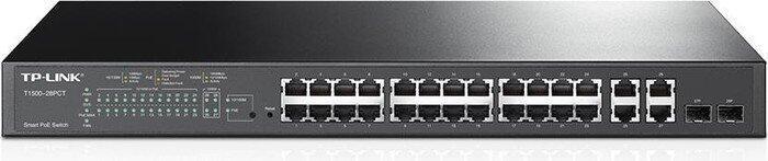 TP-Link Smart PoE Switch T1500-28PCT - Switch - 24 x 10/100 (PoE) + 2 x SFP + 4 x 10/100/1000 - an Rack montierbar - PoE (TL-SL2428P)