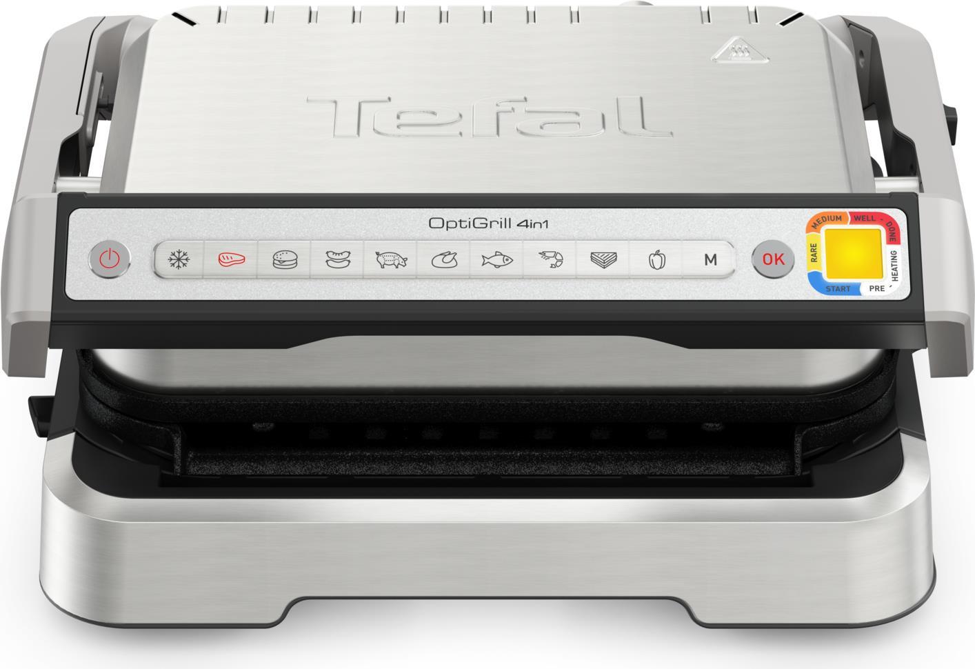 Tefal OptiGrill 4in1 GC774D10 Kontaktgrill Edelstahl 2100 W 9 Programme 600 cm²