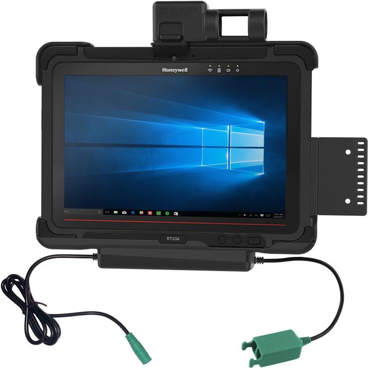 RAM Mounts Form-Fit Halteschale (Schnappverschluss) für Honeywell RT10 Diese RAM Mounts Form Fit (Schnappverschluss) Halteschale ist für das Honeywell RT10 Rugged Tablet geeignet. Die Halteschale wird durch einen 5.5mm DC-Anschluss mit Strom versorgt und