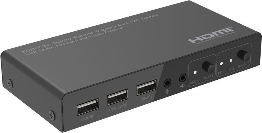MicroConnect - KVM / Video / Audio Switch - 2 x KVM / Video / Audio - 1 lokaler Benutzer - Desktop (MC-HDMIKVM0201-4K)