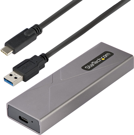 StarTech.com USB-C M.2 Externes Gehäuse für NVMe und SATA M.2 - USB-C/USB-A auf M.2 NVMe/SATA SSD - 10Gbit/s - M/B+M key M.2 Laufwerke - 2230/2242/2260/2280 - Aluminiumgehäuse - werkzeuglos - USB-C und USB-A Kabel (M2-USB-C-NVME-SATA)