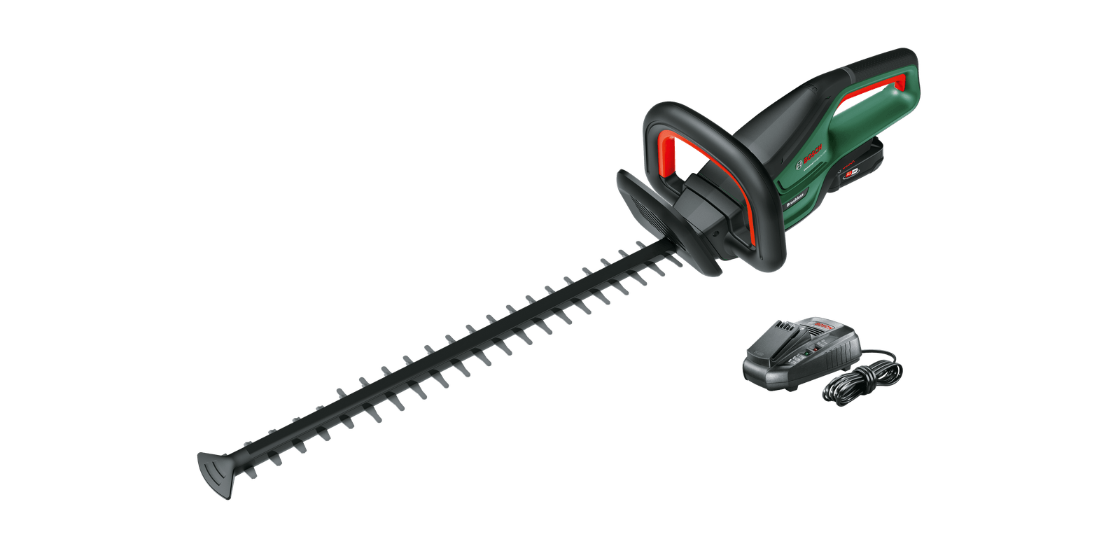 Bosch UniversalHedgeCut 18V-55 - Heckenschere - schnurlos 2,5 Ah Ladegerät enthalten - 2800 1/min - 55cm - Schnittleistung: 20 mm - Zahnteilung: 22 mm - 2,7 kg - für Bosch AL 1830 CV, AL 1880 CV (0600849J01)